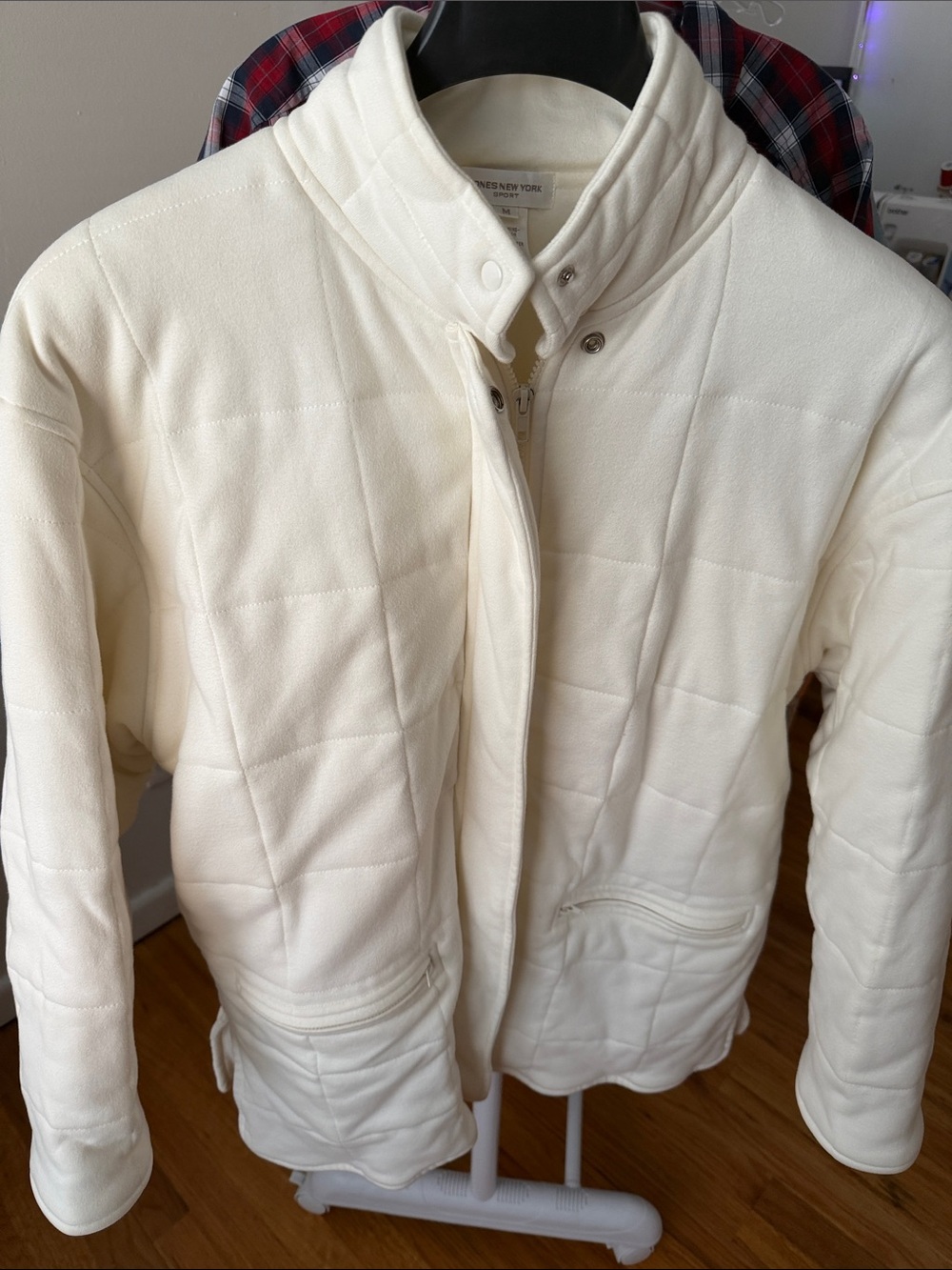 Jones New York Sport Cream Quilted Jacket - Classic Lightweight Coat